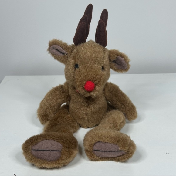 VTG Wang's International Reindeer Long Legs Plush 15" Decor Christmas Red Nose - Picture 12 of 12